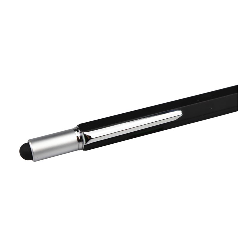 DUNBONG Metal Multi tool Pen 6-in-1 Stylus Pen - With Screwdriver, Ballpoint Pen Black ink, Stylus pen, Level and Ruler, 1-Count (Black) - Image 4